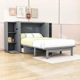 Modern Smart Full Size Horizontal Murphy Bed with Shelves - [Drawers, USB Ports]