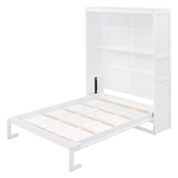 Full Size Murphy Bed Wall Bed with Shelves - [Wood, Vertical]