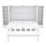 Modern Smart Full Size Horizontal Murphy Bed with Shelves - [Drawers, USB Ports]