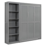 Wood Full Size Fold Away Murphy Wall Bed with Bookcase