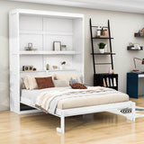 Queen Size Murphy Bed Wall Bed with Shelves - [Wood, Vertical]