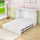 Full Murphy Bed Wall Bed with Storage Drawer and Sockets & USB Ports