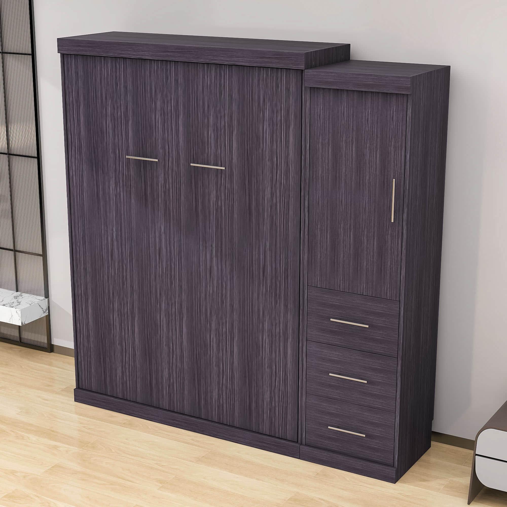 Vintage Full Size Murphy Bed Cabinet with Storage - [Wardrobe, Drawers]