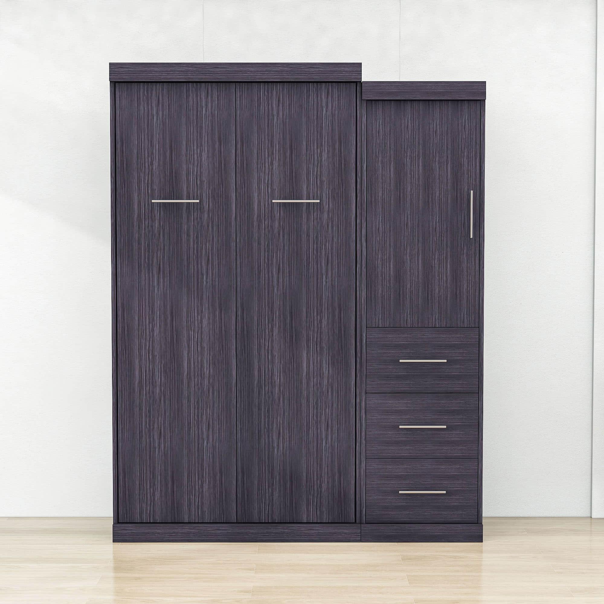 Vintage Twin Size Murphy Bed Cabinet with Storage - [Wardrobe, Drawers]