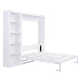 Queen Size Murphy Fold Away Wall Bed with Bookcase - [Wooden]