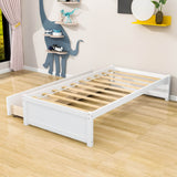 Solid Wood Twin Platform Bed Frame with Storage - [Drawers]