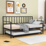 Twin Size Metal Day Bed Frame with Trundle for Adults, Kids