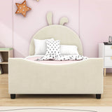 Cute Twin Size Low Profile Upholstered Toddler Bed with Rails