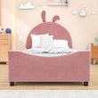 Cute Twin Size Low Profile Upholstered Toddler Bed with Rails