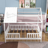 Full Wooden Kids Low Montessori Farmhouse Bed Frame with Rails