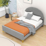 Velvet Upholstered Full Size Platform Bed Frame with Headboard