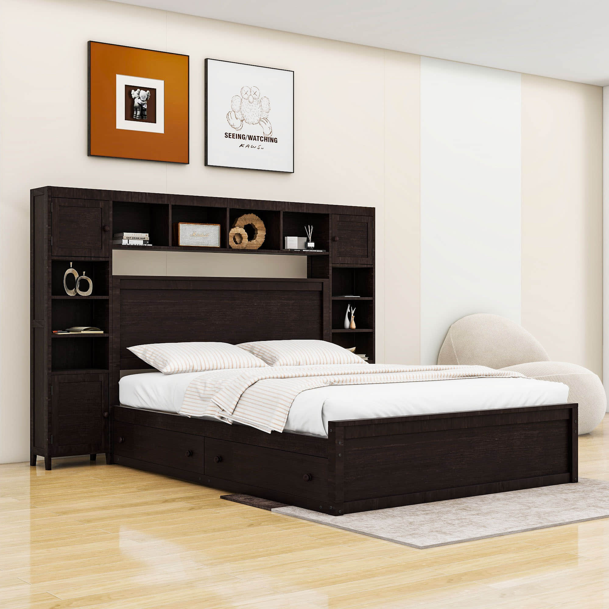 Smart Queen Storage Bed Frame with Headboard and Charging Station