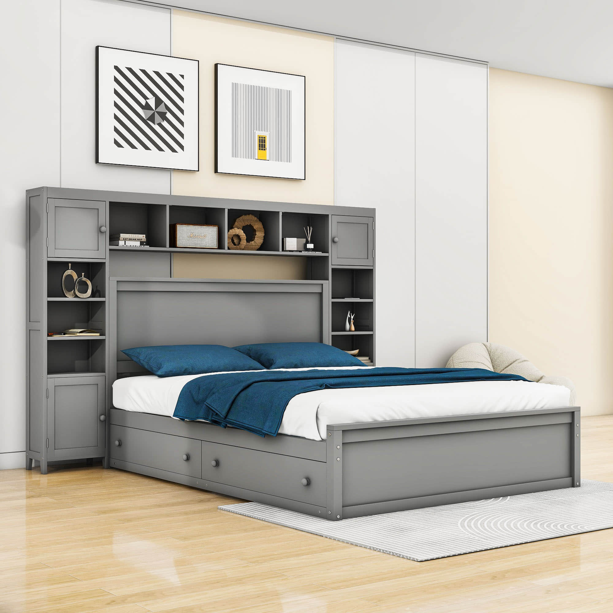 Smart Queen Storage Bed Frame with Headboard and Charging Station