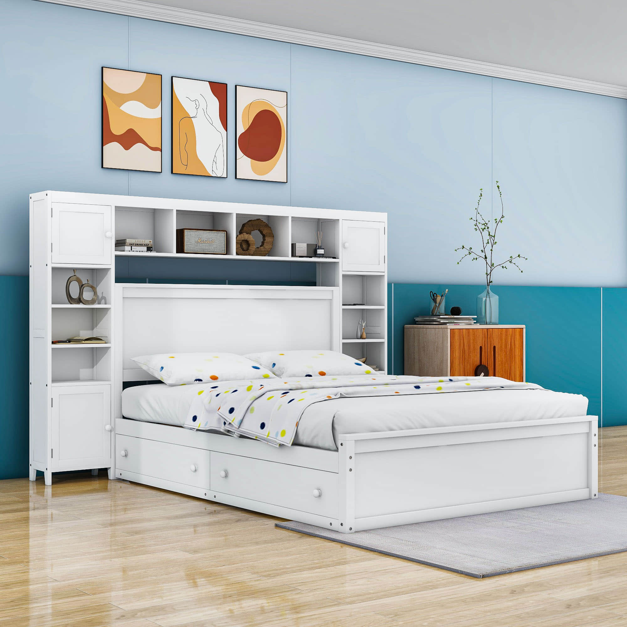 Smart Queen Storage Bed Frame with Headboard and Charging Station