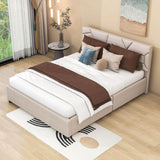 Queen Upholstered Platform Bed Frame with Headboard, Under Bed Storage