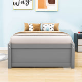 Solid Wood Twin Platform Bed Frame with Storage - [Drawers]