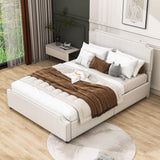 Queen Velvet Upholstered Bed Frame with Headboard and Storage