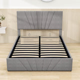 Upholstered Full Size Platform Bed with Headboard and Hydraulic Storage System