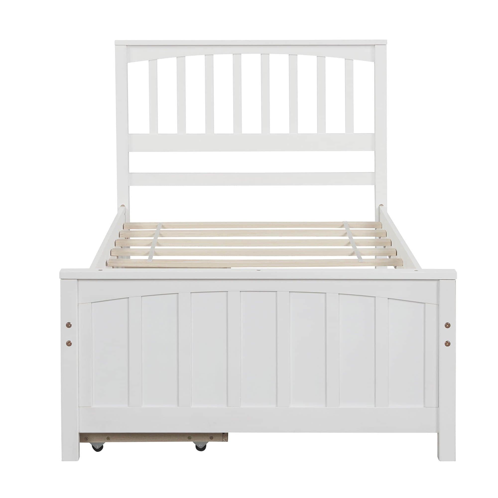 Wood Kids Storage Bed Frame with Headboard and Drawers