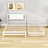 Full Size Platform Bed with Pop Up Trundle and Headboard - [Wood]