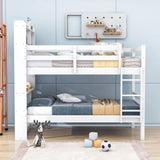 Solid Wood Convertible Twin Over Twin Bunk Beds with Bookcase Headboard