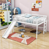 Full Size Low Loft Bed with Slide for Kids Toddler - [Wooden, Fun]