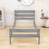 Wooden Twin Bed Frame with Slat Headboard and Footboard