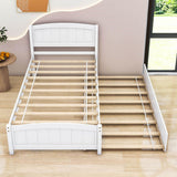 Twin Platform Bed Frame with Twin Trundle and Headboard