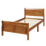 Wooden Twin Sleigh Bed Frame with Headboard and Footboard