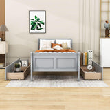 Wood Twin Sleigh Bed Frame with Headboard and Storage Drawers