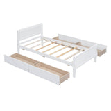 Wood Twin Sleigh Bed Frame with Headboard and Storage Drawers