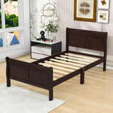 Wooden Twin Sleigh Bed Frame with Headboard and Footboard