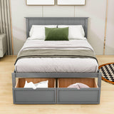 Full Size Platform Bed Frame with Under bed Storage - [Wooden, Drawers]