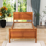 Wooden Twin Sleigh Bed Frame with Headboard and Footboard