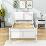 Wooden Twin Sleigh Bed Frame with Headboard and Footboard