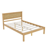 Wood Full Size Vintage Platform Bed Frame with Headboard