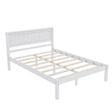 Wood Full Size Vintage Platform Bed Frame with Headboard