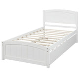 Twin Platform Bed Frame with Twin Trundle and Headboard