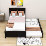 Twin Platform Bed Frame with Twin Trundle and Headboard