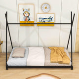 Metal Teepee-Shaped Montessori Bed Frame for Kids, Toddler - [Low to Floor]