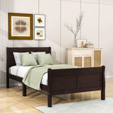 Wooden Twin Sleigh Bed Frame with Headboard and Footboard