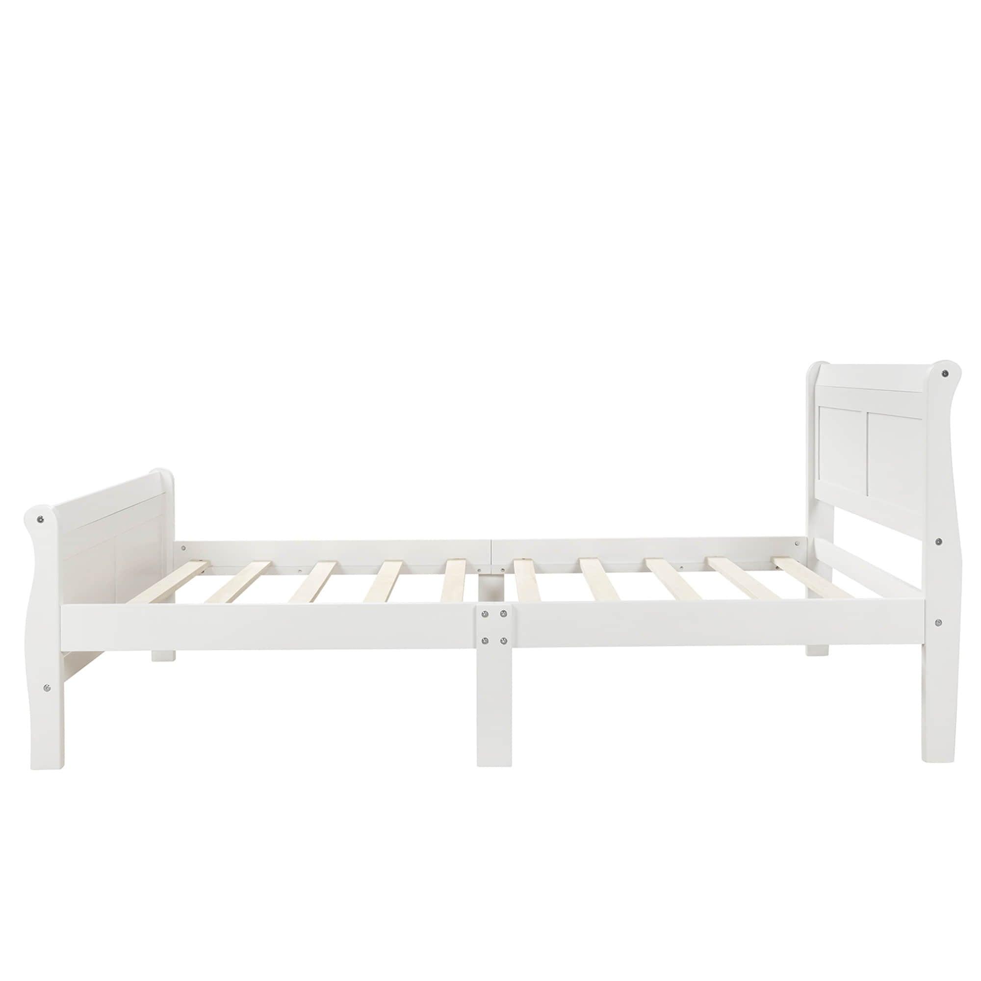 Wooden Twin Sleigh Bed Frame with Headboard and Footboard