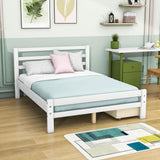 Full Size Wooden Platform Bed with Storage Drawers and Headboard