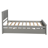 Classic Twin Platform Bed with Twin Trundle and Headboard - [Wood]