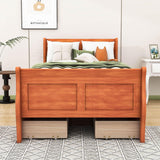 Wood Twin Sleigh Bed Frame with Headboard and Storage Drawers