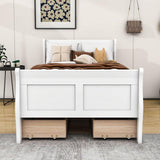 Wood Twin Sleigh Bed Frame with Headboard and Storage Drawers