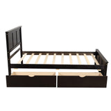 Twin Size Classic Platform Bed with Storage Drawers and Headboard