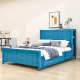 Wooden Full Size Platform Bed with Headboard and Storage - [Drawers, Shelves]