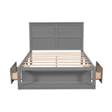 Wooden Full Size Platform Bed with Storage - [Drawers, Shelf]