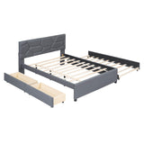 Full Size Upholstered Platform Bed with Trundle and Storage - [Drawers, Linen]